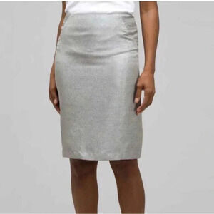 Ann Taylor Silk Cotton  Gray/Silver Lined Mini Pencil Skirt Zip Close Size 6 EUC